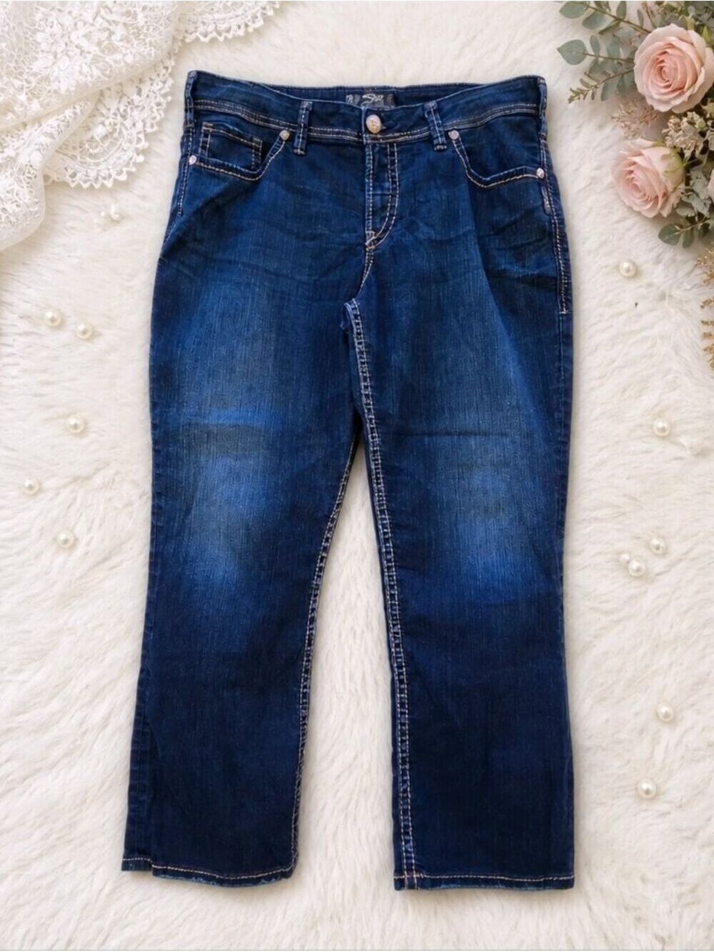 Silver Jeans Dark Blue Capris Size 18 #JEA4